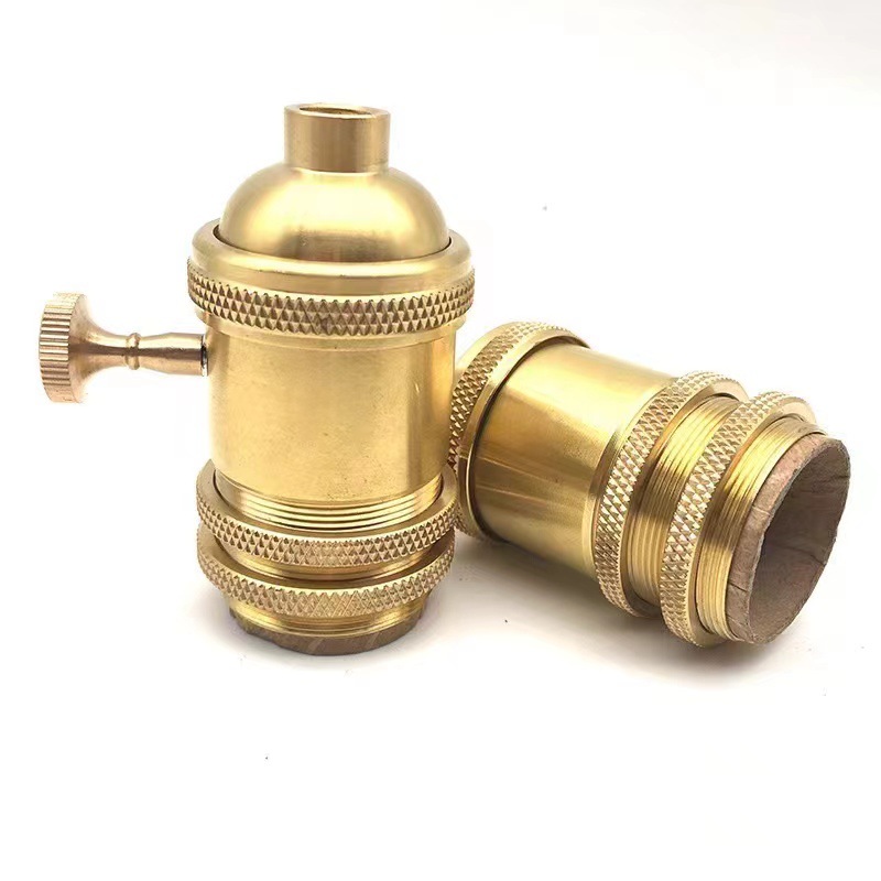 American metal vintage chandelier E26 electroplated aluminum lamp holder with handle knob switch E27 aluminum lamp holder
