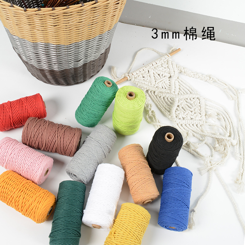 3mm color cotton thread cotton rope hand woven tapestry decorative color cotton thread rope diy multi-strand woven color cotton thread rope