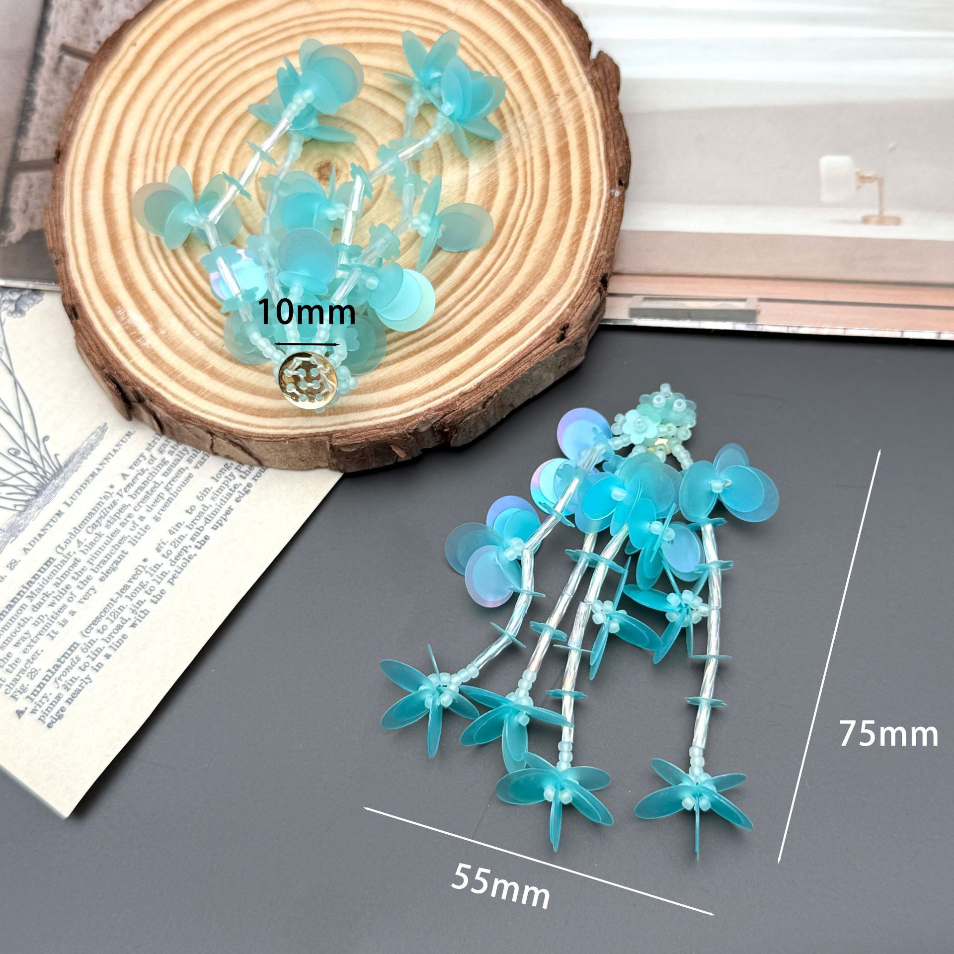 Spring Atmosphere Vacation Style Tassel Sequin Beaded Flower DIY Handmade Sweet Stud Earrings Earring Accessories
