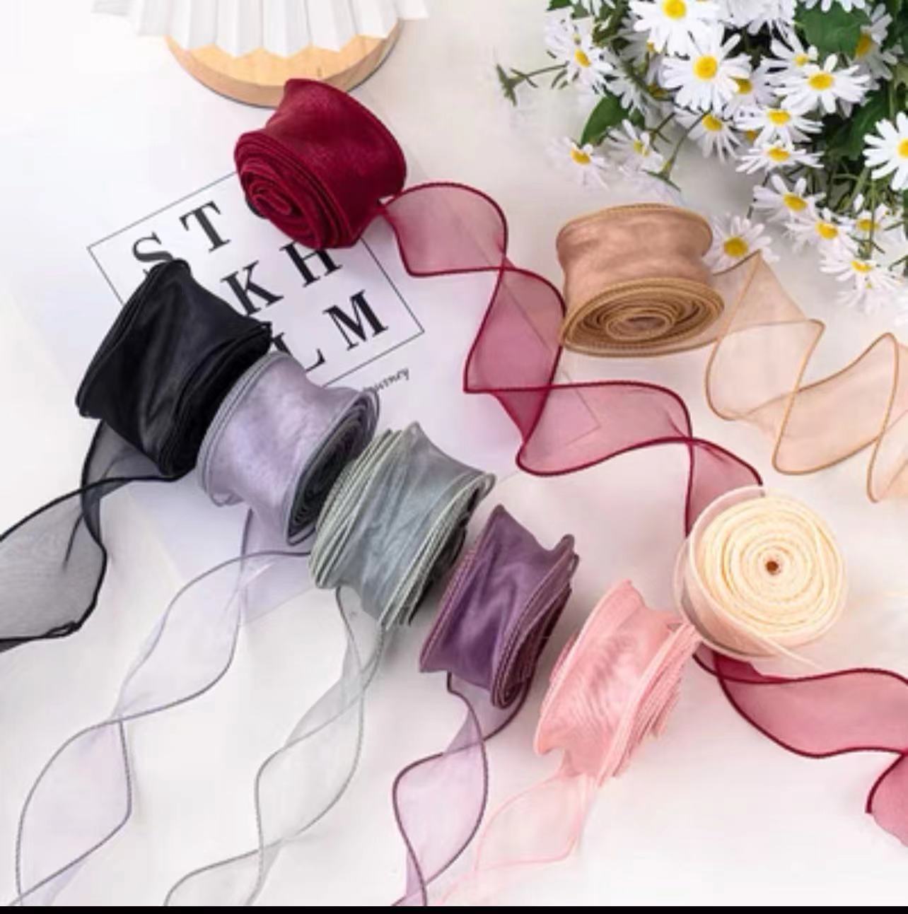New Boneless fishtail yarn bouquet flower packaging strap ribbon gift gift bow decoration handmade ribbon