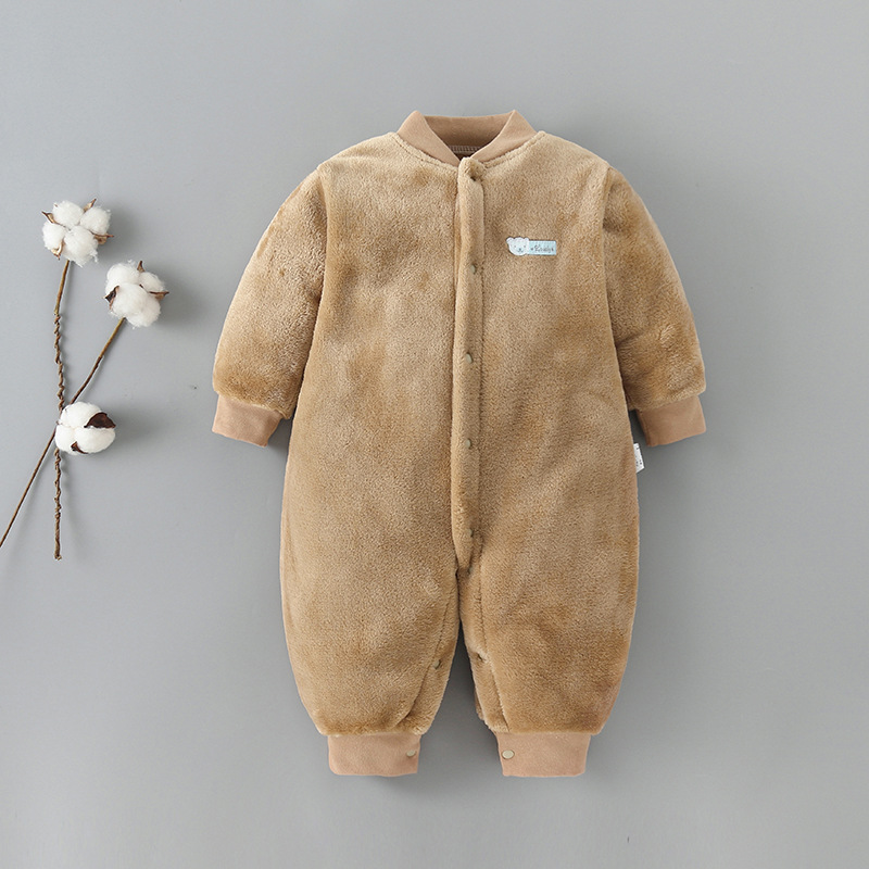 Picture of Baby Clothes Clothing Spring Autumn and Winter Short-sleeved Thickened Hassel Men's and Women's Baby Flannel Warm Jumpsuit Pajamas