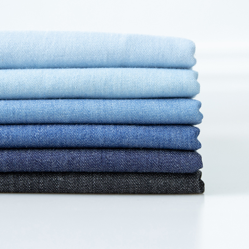 Picture of Cotton 32 Plain Yarn-dyed Washed Denim 4.5 oz Spring/Summer Jeans Shirt Fabric Spot Supply