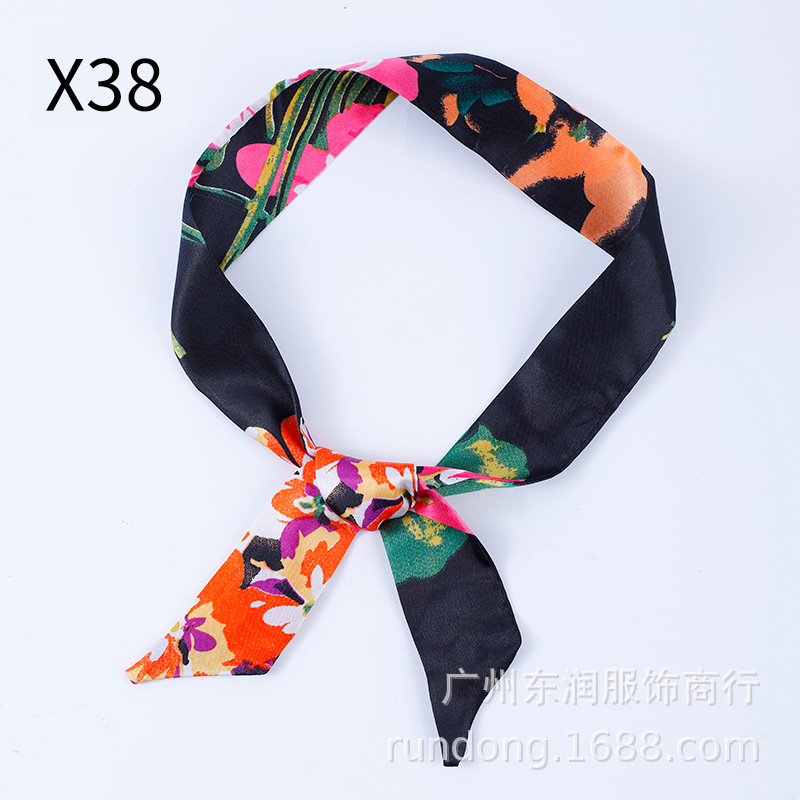 Picture of Silk Scarf Wholesale Long Beveled Small Silk Scarf Double-layer All-match Hair Belt Ribbon Decoration Tie Bag Hand Gift Box Silk Scarf