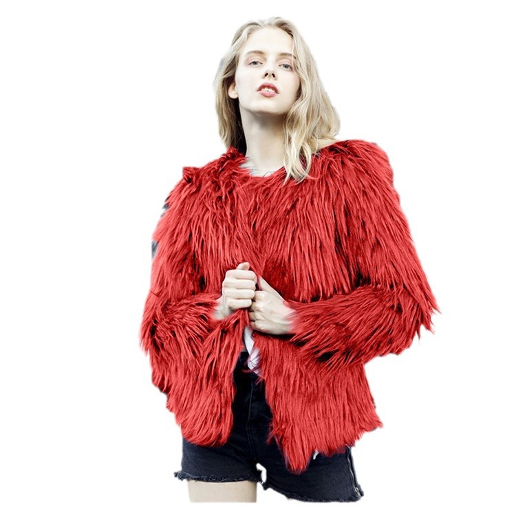 Picture of plus size imitation fur coat coat European and American fashion imitation fur factory wholesale Haining imitation fur European and American style