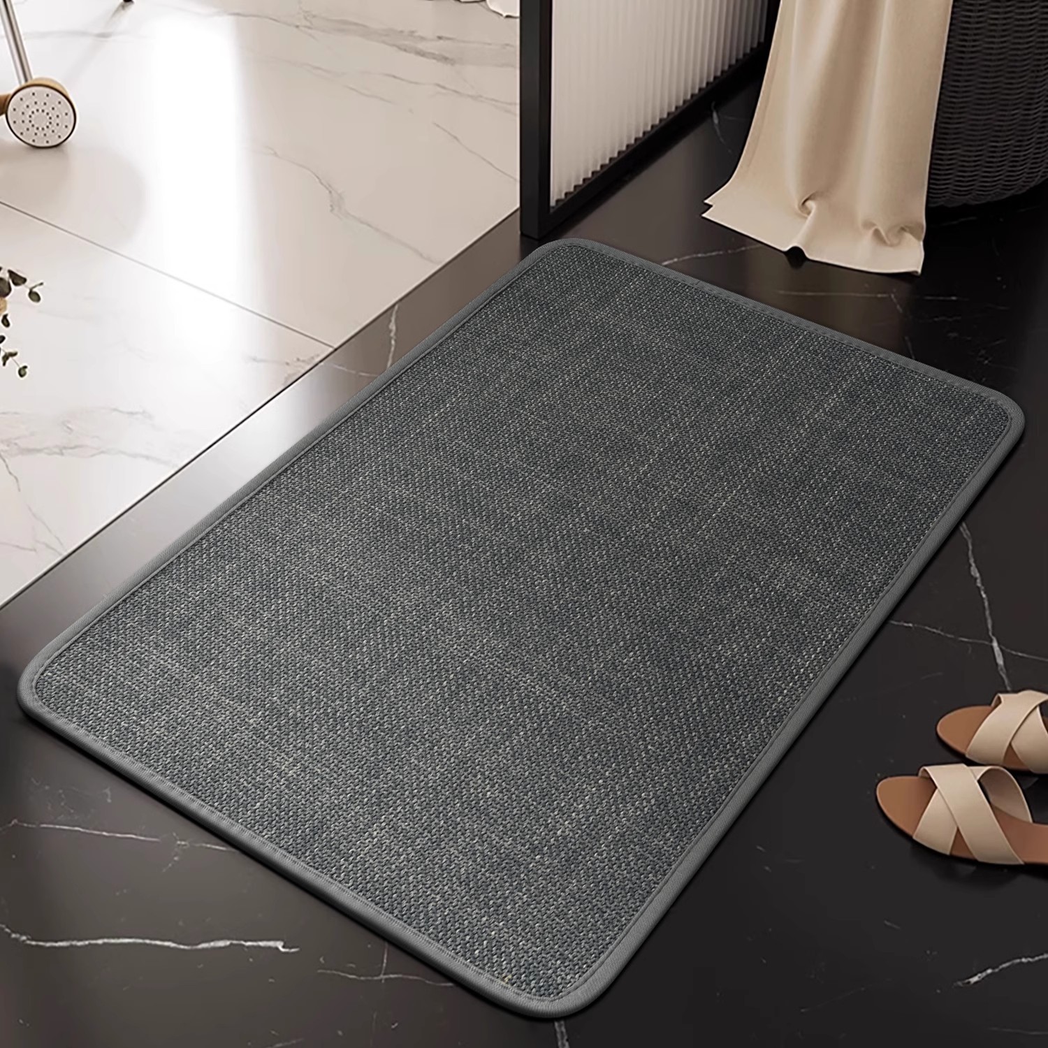 2025 Non-Slip Linen Floor Mat Toilet Water Absorbent Floor Mat Bathroom Foot Mat Thickened Linen Carpet Toilet Door Mat