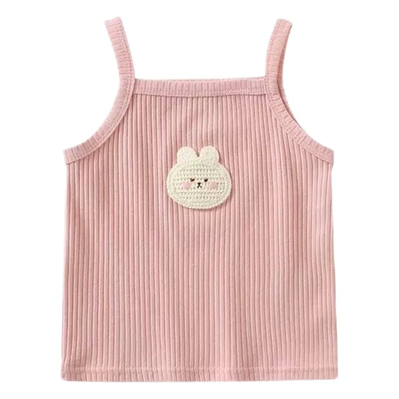 2024 Women's Sleeveless Top Cartoon Embroidered Knitted Slim-Fit Stretch Vest Girl's Sling Top Candy Color Summer Dress
