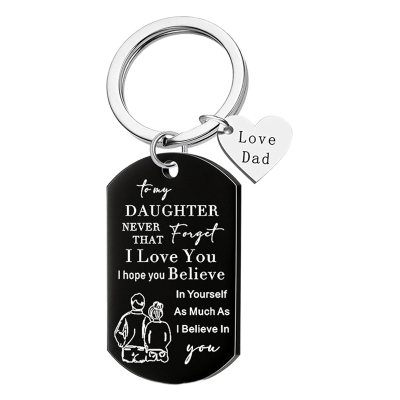 Picture of European and American jewelry stainless steel keychain necklace TO MY DAUGHTER as a gift from father TO DAUGHTER