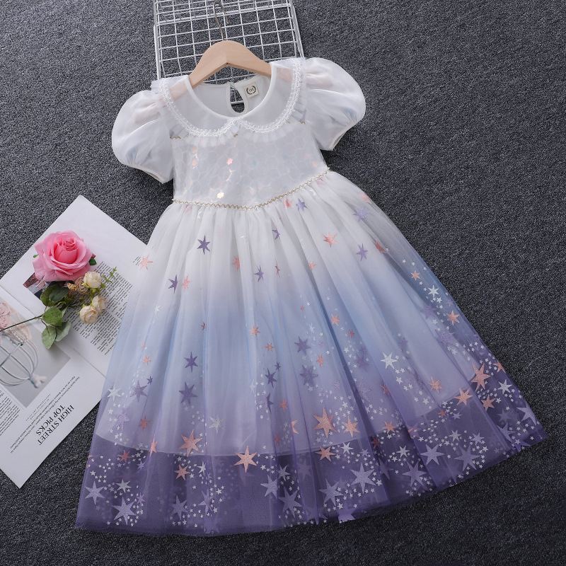 Picture of New Children's Day Princess Aisha Dress Girls Summer Birthday Dress White Dress Children's Summer Western Style Dress