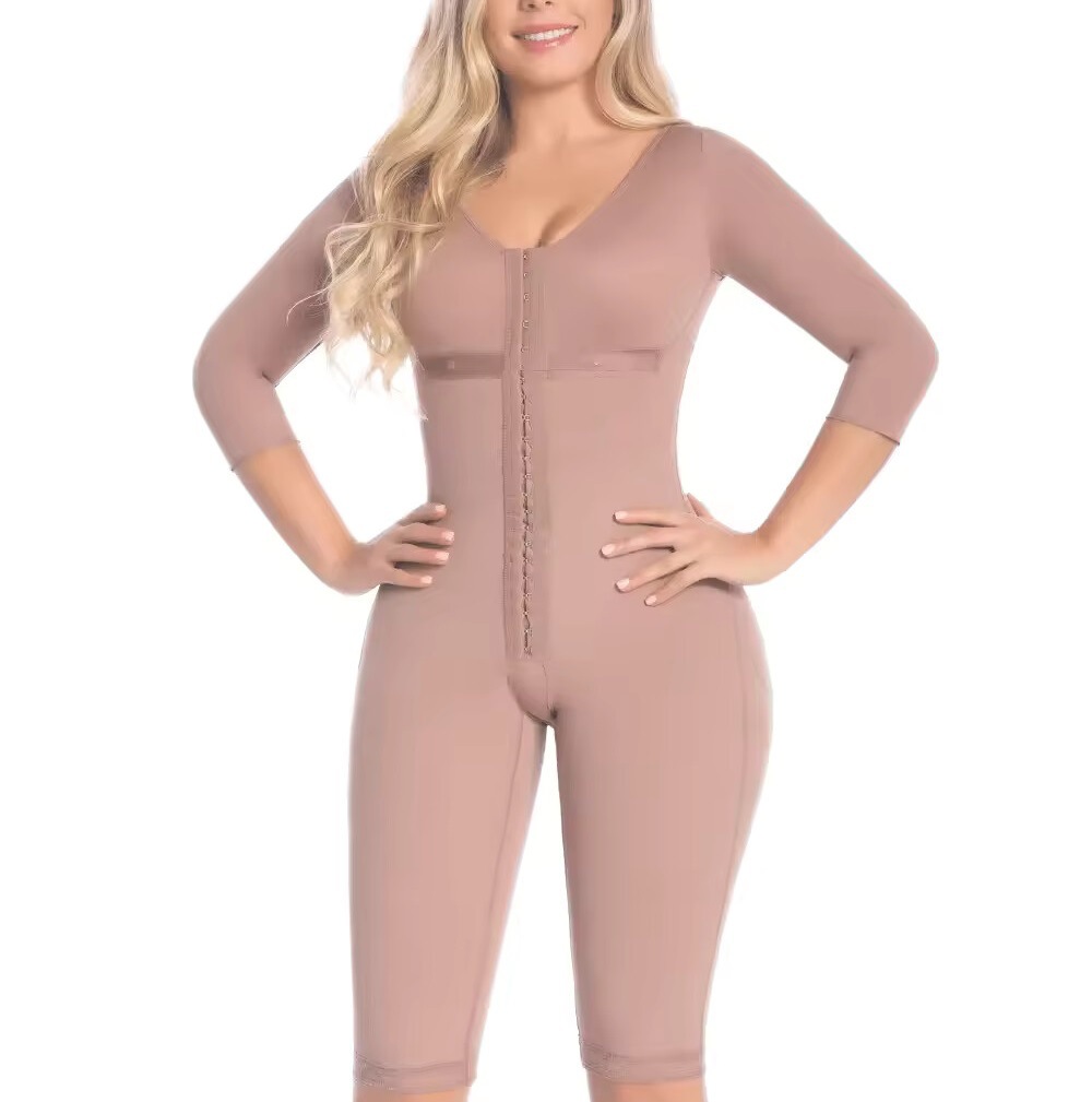 Cross-Border Spandex Nylon Long-Sleeved One-Piece Corset with Cup, Postoperative Postpartum Plus Hard Fabric Postpartum Postpartum Corset