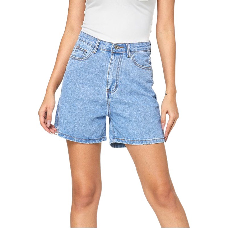 Cross-Border Export Women's Clothing European and American New High-Waisted Denim Shorts Women's 2025 Summer Loose Slimming Look A-Line Wide-Leg Pants