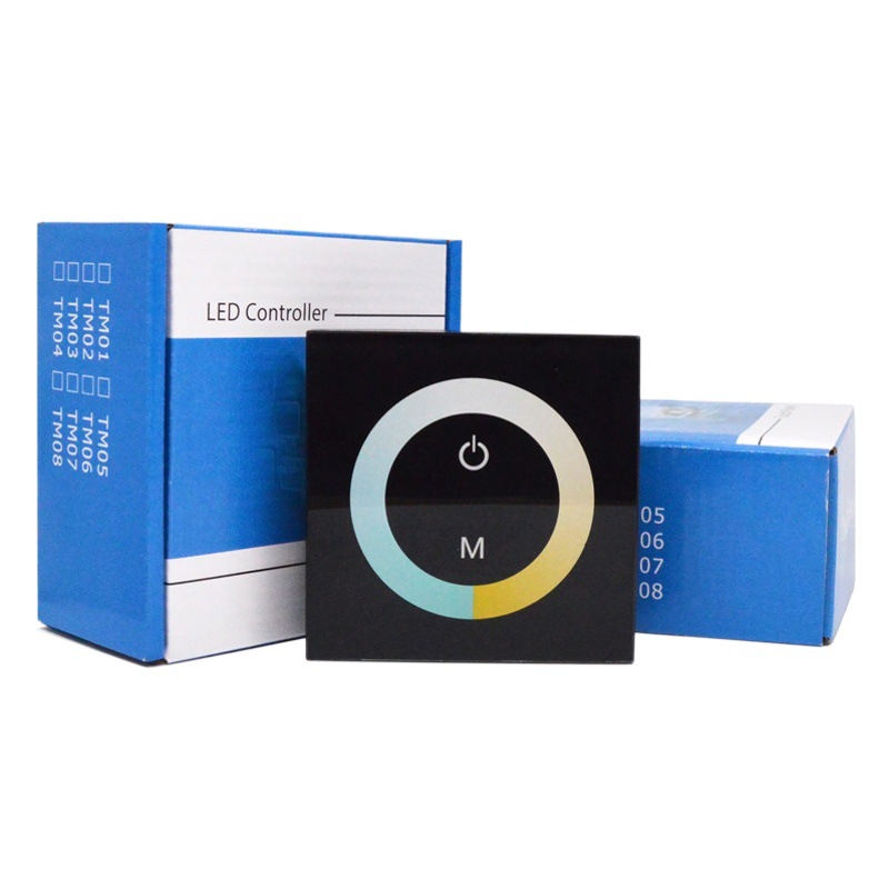 Aipin Manufacturer Led Light Strip Touch Panel Controller Color Temperature Control Tempered Glass 86 Wall Led Controller