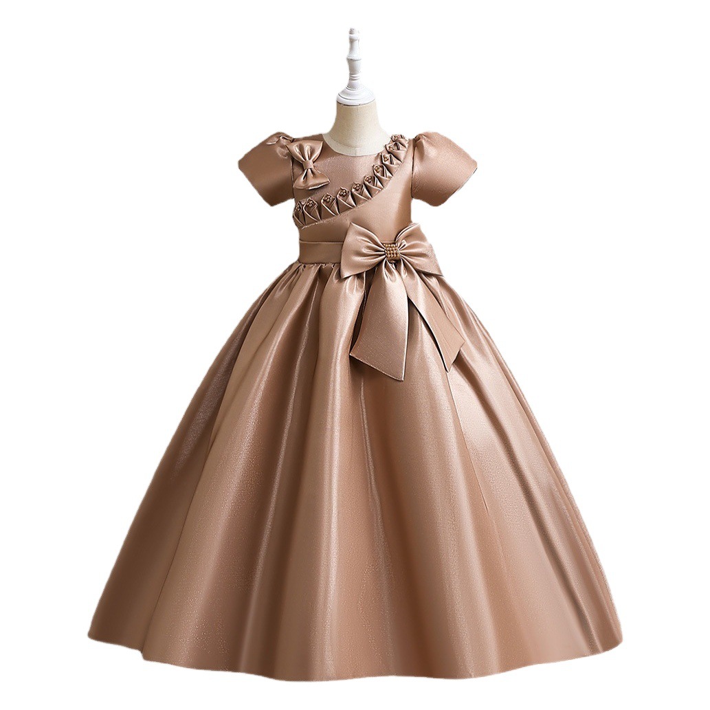 Amazon Children Dress Wrought Cloth Lantern Sleeve Girls gown Piano Dress Girls Princess Girls Dress