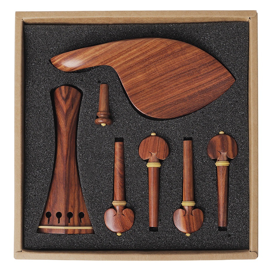 High-grade violin 4-piece set of mahogany inlaid boxwood gills pull string plate tail nail string violin accessories wholesale