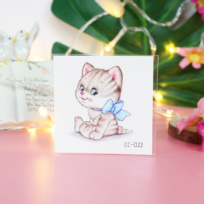 Picture of Cat and Dog Tattoo Stickers Waterproof Girls/Kidsren Cute Little Stickers Cartoon Animal Pet Tattoo Stickers