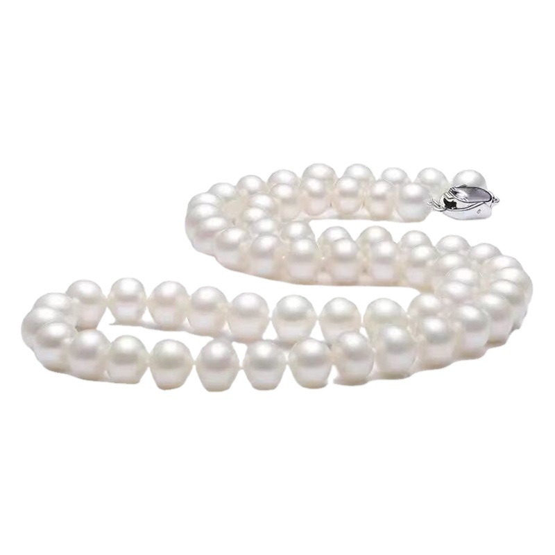 8mmm Glass Pearl Necklace Highlight Pure White Single Necklace Without Pendant Women's Gift High-end Simple Necklace