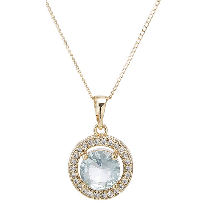 European and American classic noble fashion jewelry inlaid color zirconium necklace earrings two-piece round inlaid zirconium earrings necklace suit