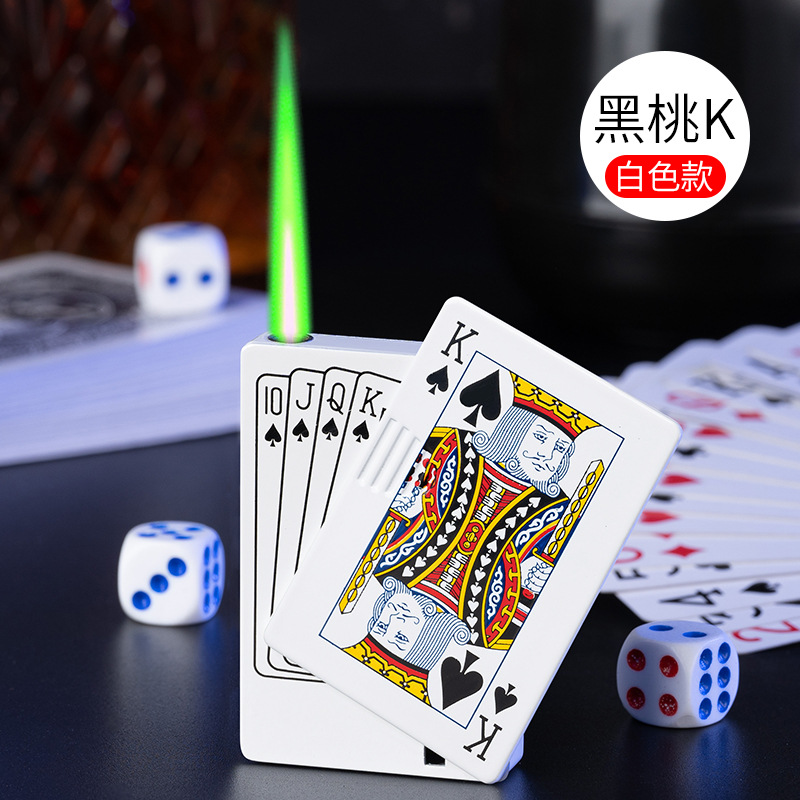 Picture of Shake Tone Internet Red Money Checking Poker Flush Brand Lighter with Money Checking Lamp Inflatable Windproof Green Flame Lighter