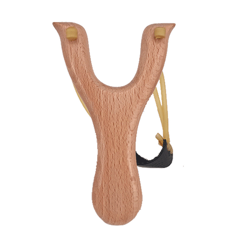 Picture of Outdoor slingshot traditional spring fork high precision wood children's wooden round leather wooden rack solid wood large strong mahogany