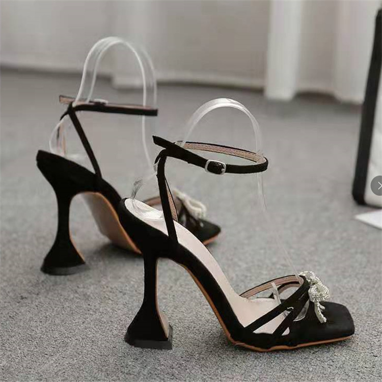 European Station New Cross-Border European and American Rhinestone Wine Glass and Large Size Women's High-Heeled Sandals Heels Sandals