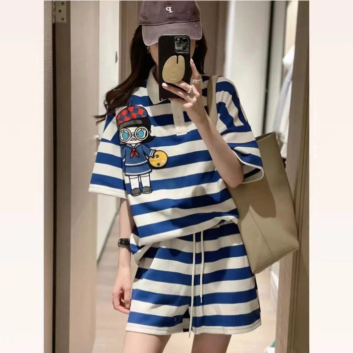Picture of Girls Summer Suit 2025 New Thin Style Polo Collar Quick-Drying Basketball Uniform Summer Casual Two-Piece Set