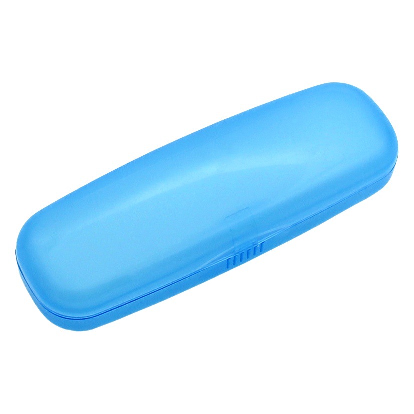 Picture of New Translucent Plastic Glasses Case Blue Transparent Reading Glasses Case Lightweight Pvc Hard Plastic Box Snap-On Storage
