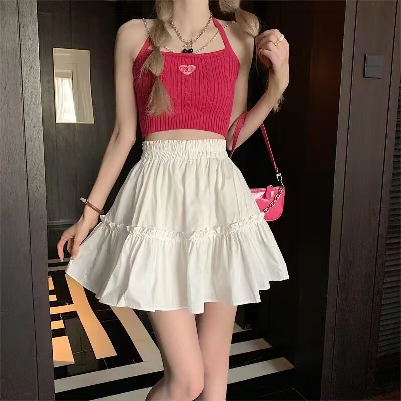 New Pure Desire Design White Puff Cake Skirt Women's Summer 2023 New High Waist Slimming Short Skirt