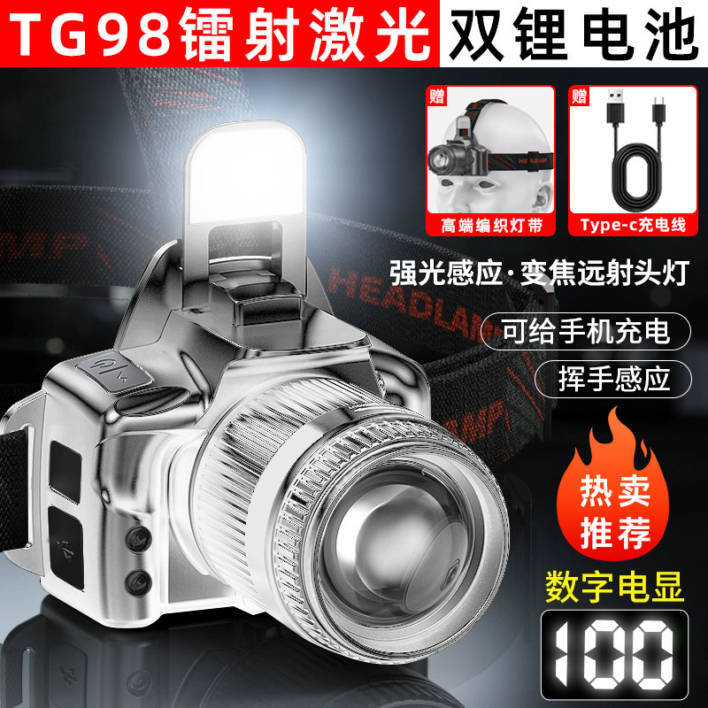 Picture of New Camera Strong Light Induction Headlamp Home Outdoor Zoom Long Range Charging Long Endurance Night Riding Adventure Night Fishing