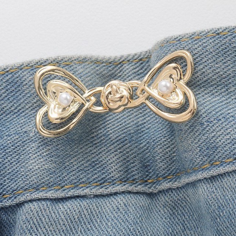 Picture of Chinese Knot Waist Buckle Pair Buckle Flat Bottom Removable Nail-free Seam-free Button Girl's Trouser Skirt Waist Size Change Artifact