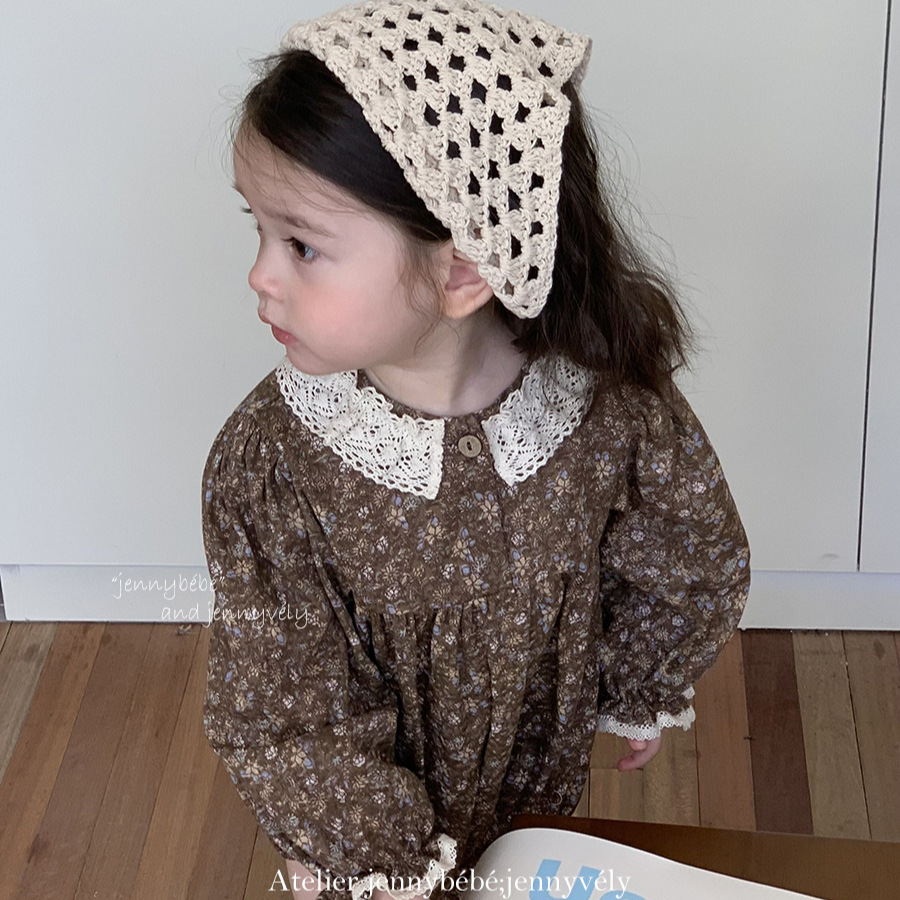 Baby Clothes Jenny 25 New Autum Lace Collar Cute Princess Floral One-Piece Romper and Fart Cover