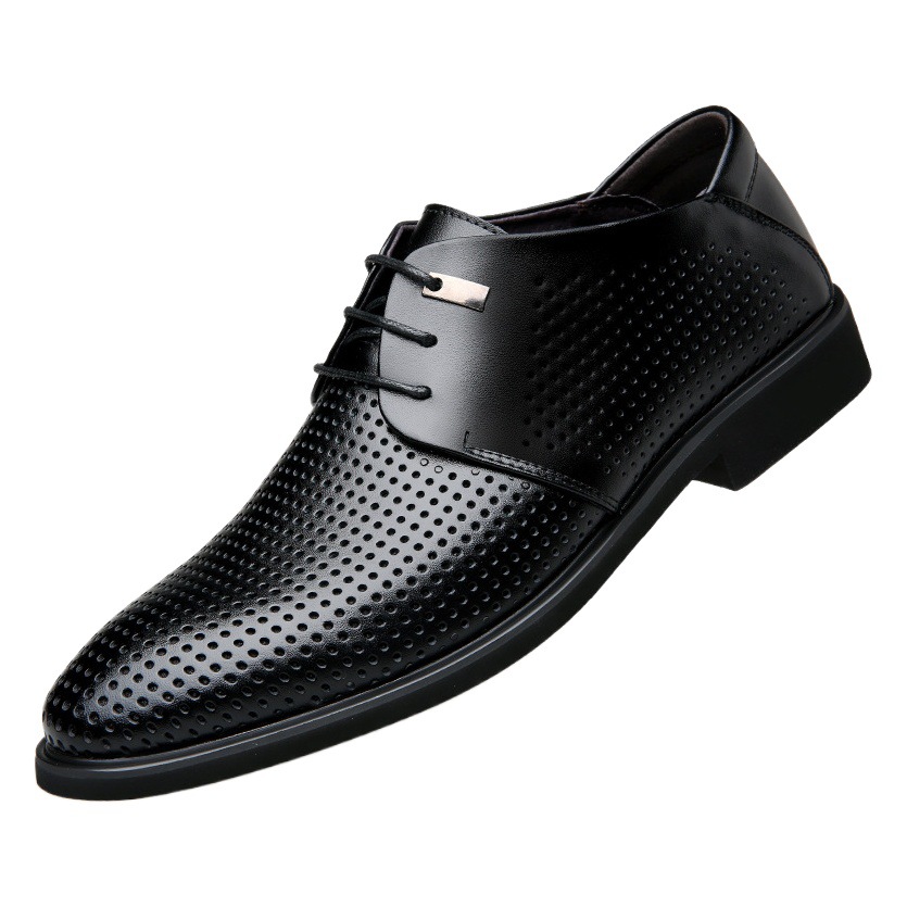 Summer Large Cowhide Hollow Breathable Casual Leather Shoes 45 Men's Soil 46 Business Lace-up Dress plus size Men's Business Shoes