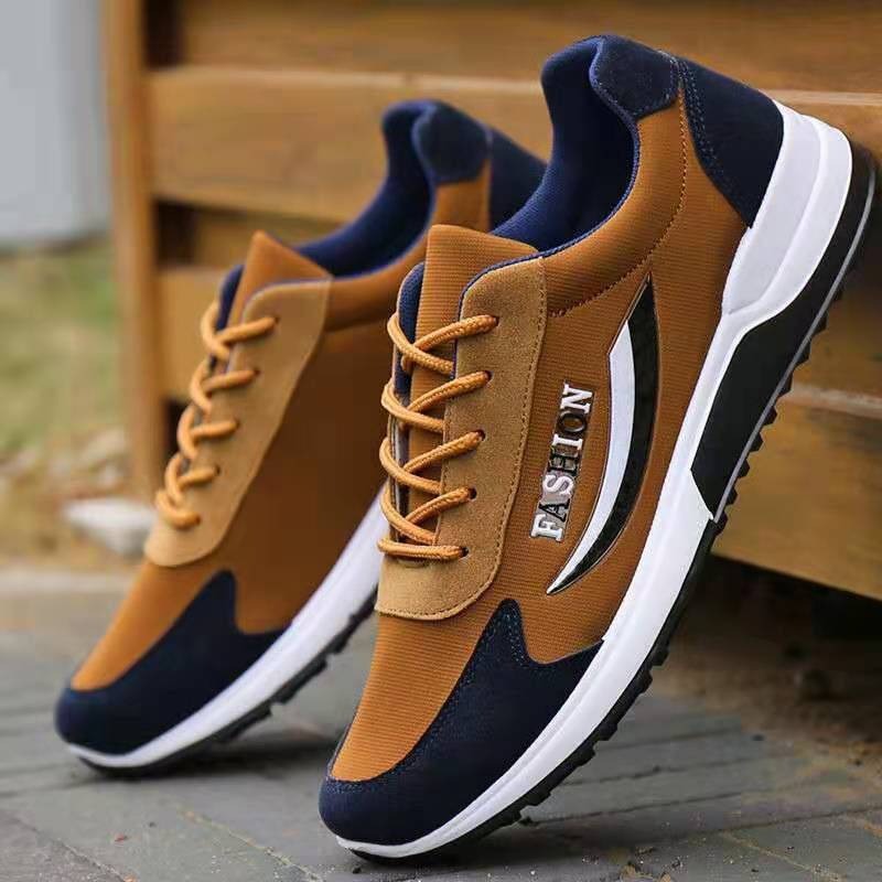 Men's Casual Shoes 2024 Summer Lace-Up Running Shoes Fashionable Korean Style Breathable Trendy Shoes Wholesale Cross-Border Men's Shoes Versatile