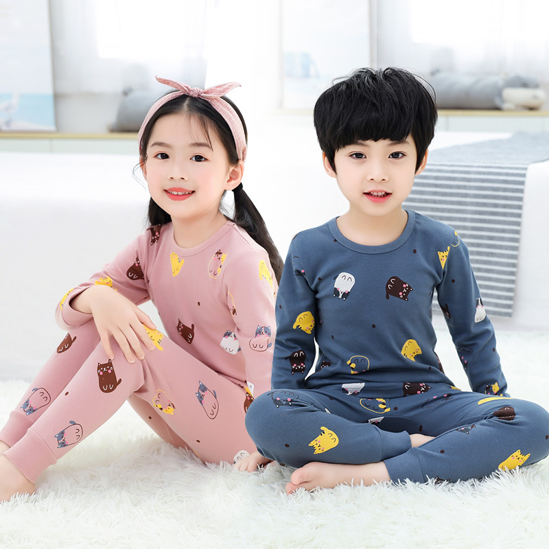 New autumn and winter children's clothing children's autumn clothing autumn pants cotton children's base underwear set Cartoon home base shirt