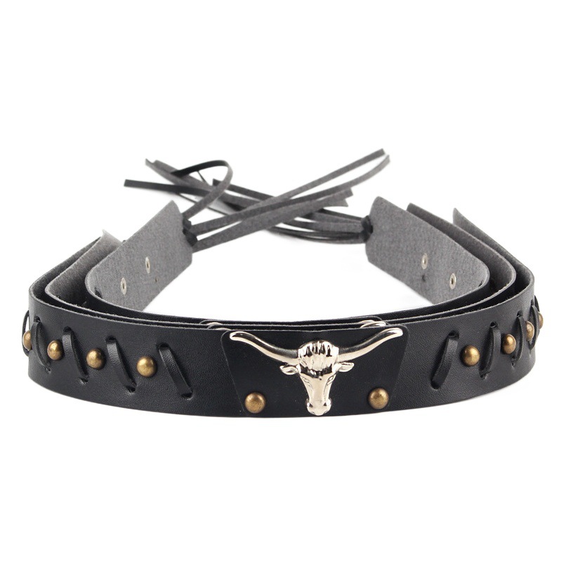 Picture of Cross-Border Hat Decorative Belt Ethnic Retro Leather Rivet Belt Hand-Woven Western Cowboy Hat Accessories