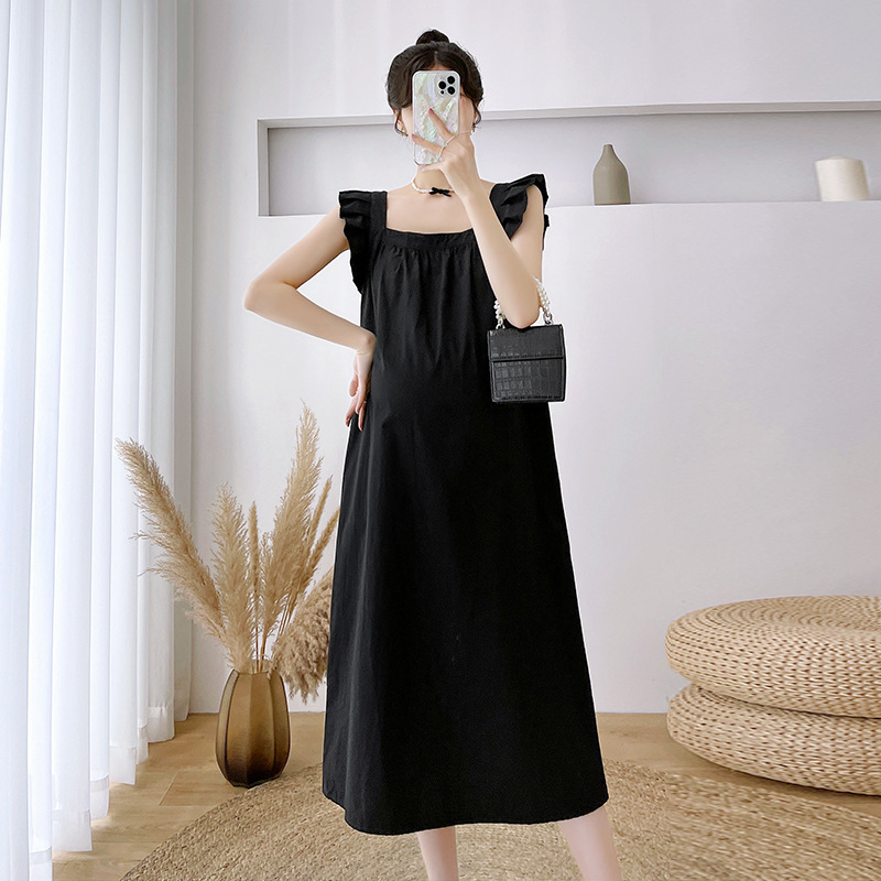 Picture of Maternity dress 2024 Summer New Small Flying Sleeve Design Sense Square Collar Stylish Fashion Pregnant Women dress Women