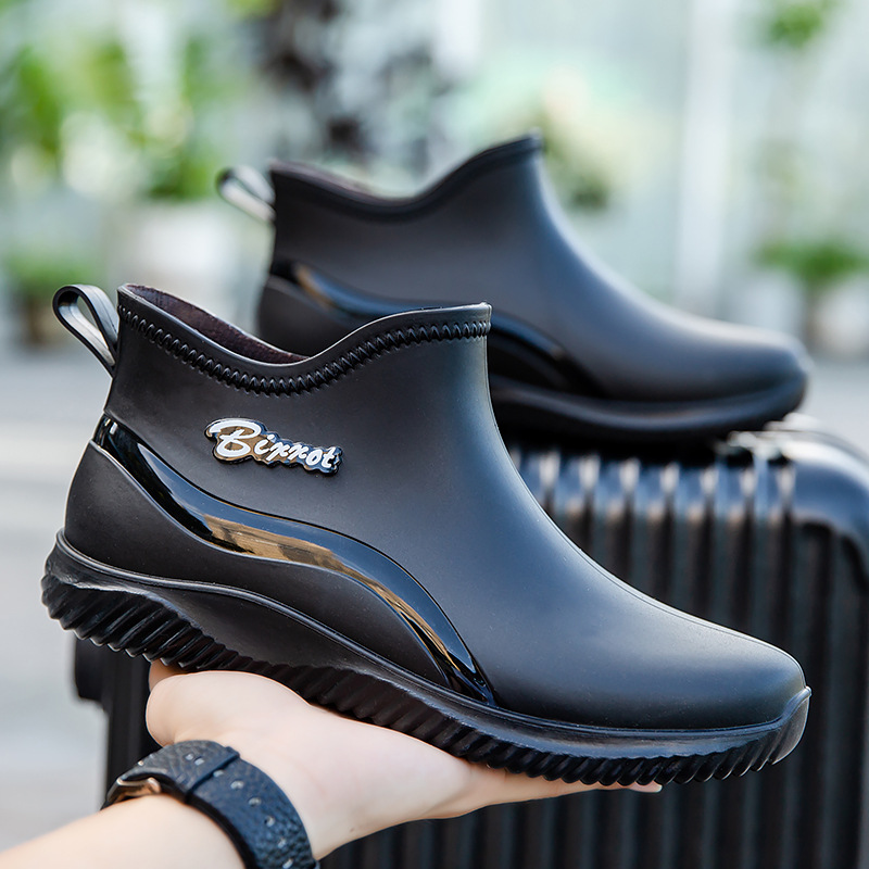 Men's Rain Boots Summer Kitchen Chef Work Labor Protection Special Fishing Non-Slip Waterproof Construction Site Black Rubber Shoes Water Shoes