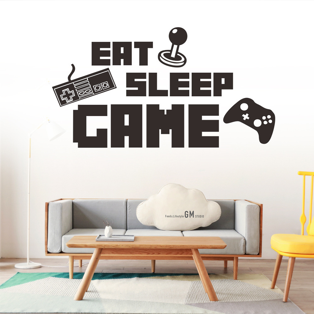 Cross-border hot sale New EAT SLEEPGAME creative wall stickers living room bedroom decorative painting wholesale KS499