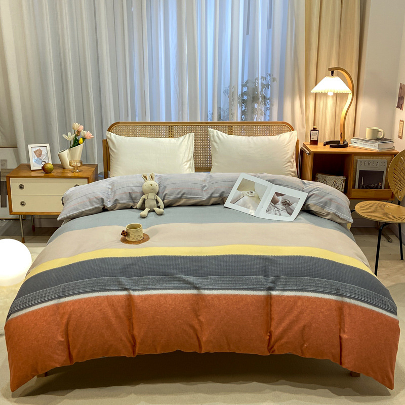 Picture of Cotton brushed duvet cover single piece modern simple single double dormitory thickened quilt cover pure cotton duvet cover single piece
