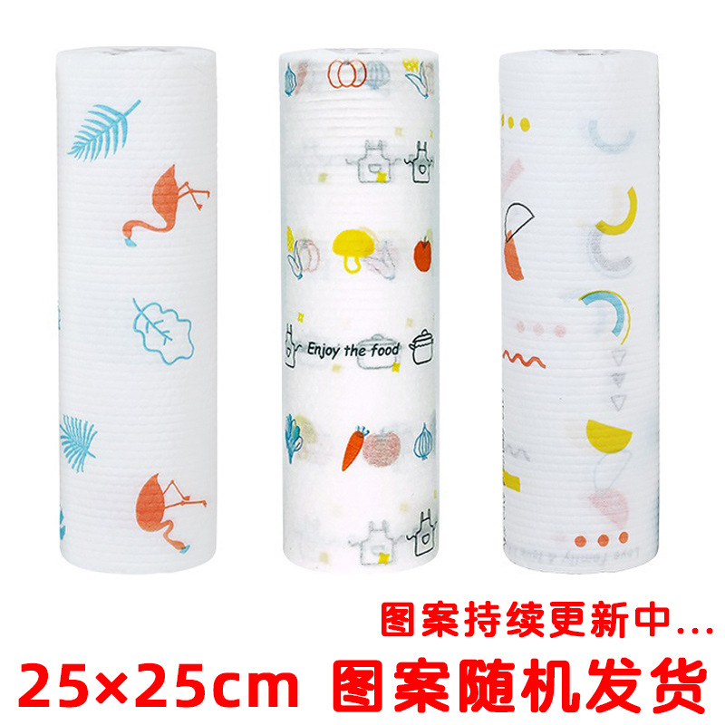 Picture of Thickened Printed Oil-free Lazy Rag Kitchen Disposable Dishwashing Cloth Non-woven Wet and Dry Cleaning Rag