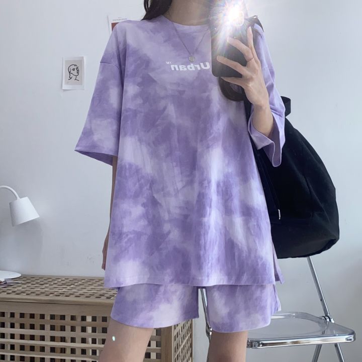 Picture of 100 Cotton Short-sleeved Shorts Sports Two-piece Suit Women's Summer Plus-sized Korean-style Casual Running Loose