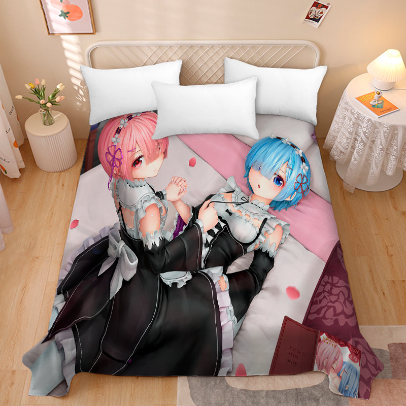 Picture of Anime Two-Dimensional Anime Rem Picture Gentleman 3D Beauty Bed Bed Sheets Single Piece Student Dormitory 1.9m