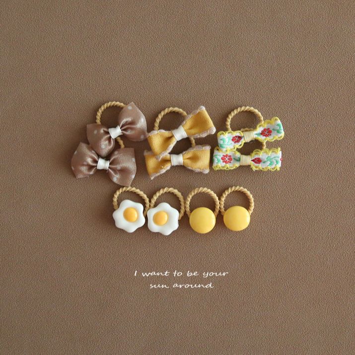 Picture of A152 factory wholesale children's cute headdress hair accessories baby mini bow thumb rubber band suit 1 set