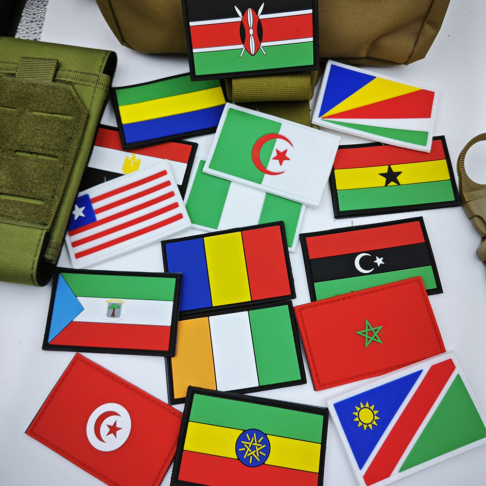 With wool PVC rubber hook and loop stamp African flag rubber stamp plastic label clothing backpack and other accessories in stock