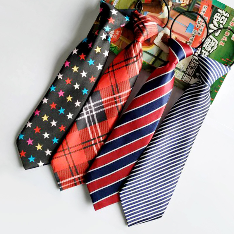 Picture of Children's tie boys Korean baby primary school students solid color striped plaid elastic pullover performance accessories wholesale