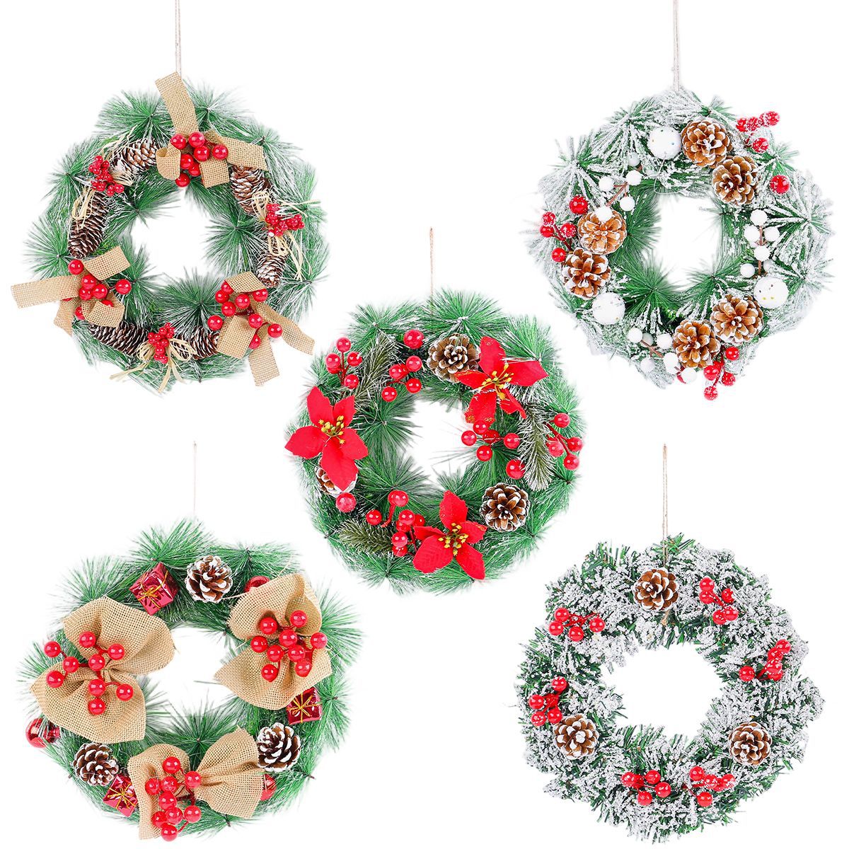 Picture of Christmas Wreath Wholesale 2022 New Simulated Wreath Christmas Decorations Handmade Wreath Door Hanging Window Decorations