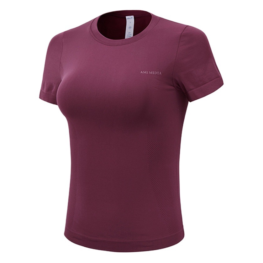 Cross-border Fitness Short-sleeved Women's Thin High-elastic Quick-drying Sweat-absorbent Sports T-shirt Tight-fit Large-size Yoga Top