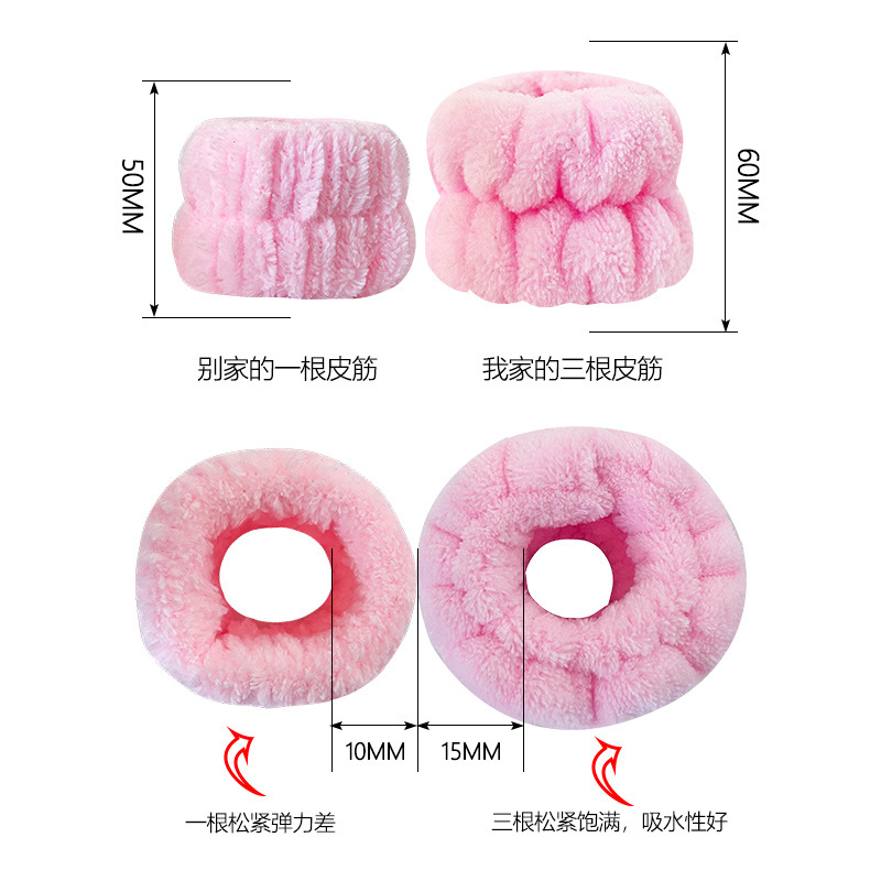 Picture of Cross-border plush face-washing wrist strap moisture-proof cuff women's waterproof wristband sports bracelet Europe and the United States solid color hair band wholesale