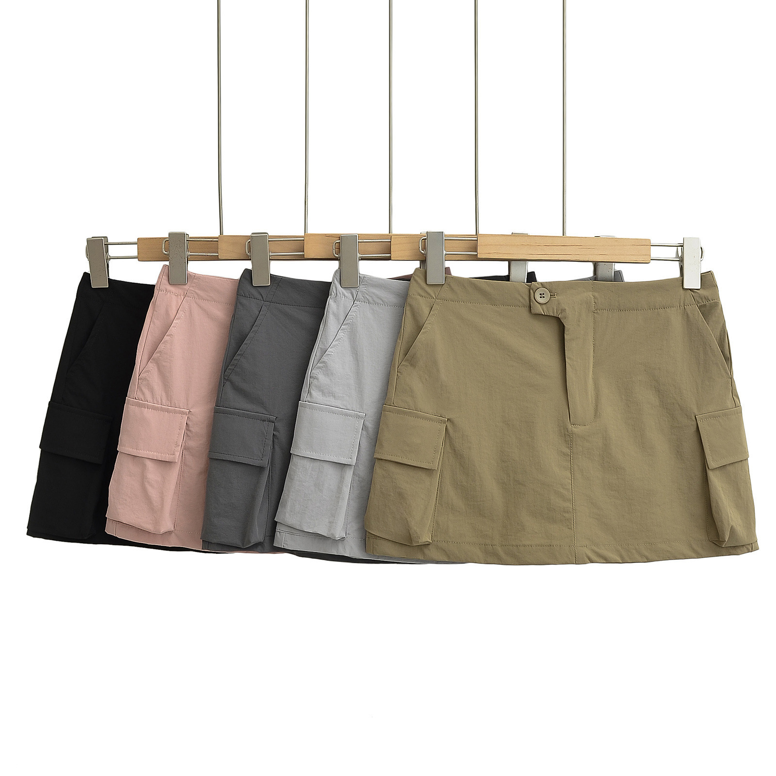 2024 Summer New American Style Spice Girl Quick-drying Skirt Women's Anti-walking Retro Mid-low Waist Workwear A- line Short Skirt