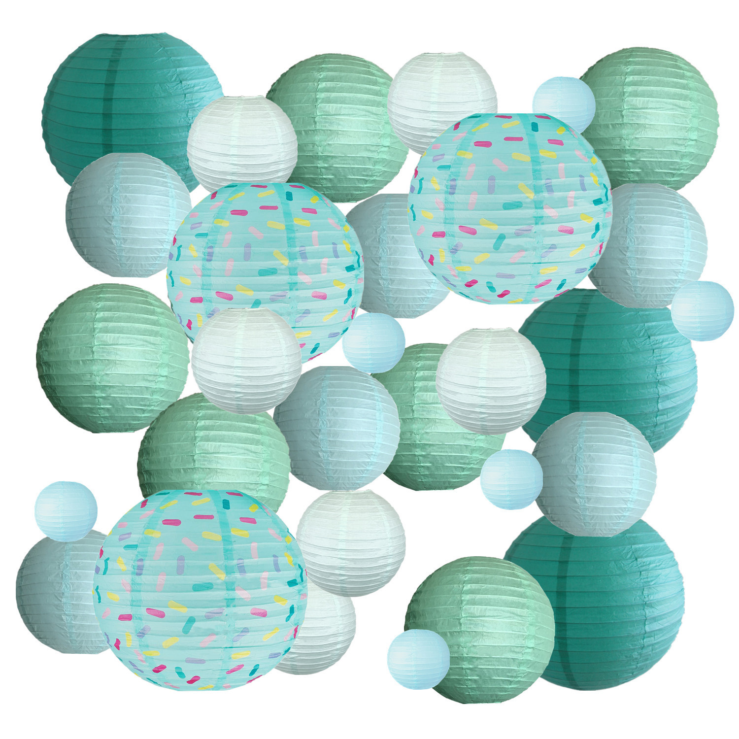 Picture of Spring, Summer, Autumn and Winter Colorfulful Paper Lanterns Round Foldableable Paper Art Combination Set Hanging Lanterns