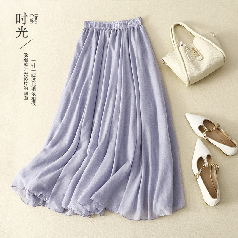 Picture of Japanese and Korean Stock Fine Cotton Ruffled Double-Layer Skirt with Loose Waist A- Line Skirt Large Swing Skirt for Women