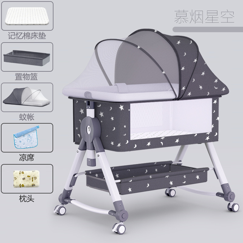 Picture of Baby Bed Neonatal Bed Splicing Big Bed Baby Shaker bb Children's Bed Multi-functional Mobile Foldable Bed